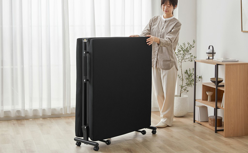 ベッド 折りたたみベッド OTB-TRR ブラック アイリスオーヤマ シングル コンパクト マットレス付き 低反発 簡易ベッド 折り畳み リクライニングベッド 14段階 手動 介護