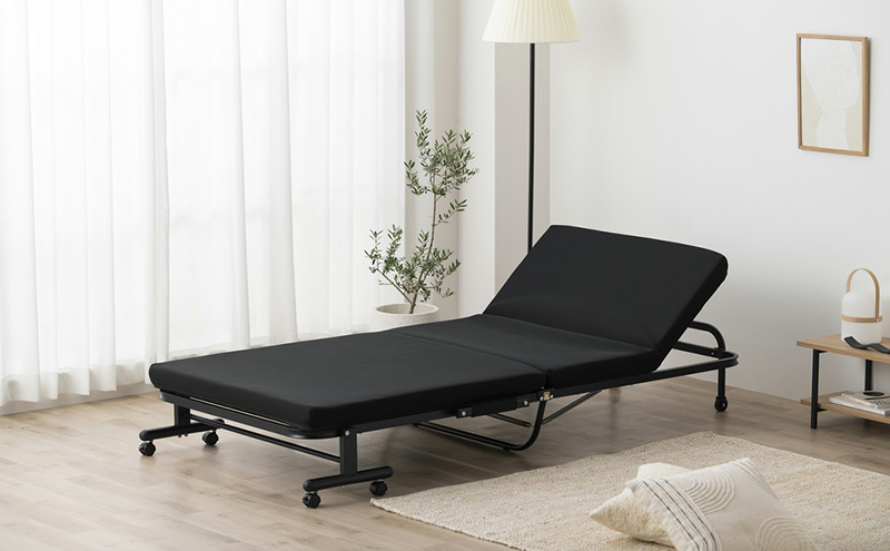 ベッド 折りたたみベッド OTB-KRR ブラック アイリスオーヤマ シングル コンパクト マットレス付き 高反発 簡易ベッド 折り畳み リクライニングベッド 14段階 手動 介護