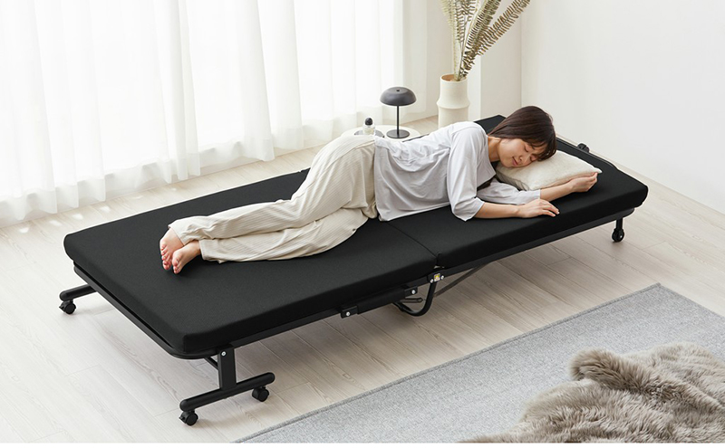 ベッド 折りたたみベッド OTB-KRR ブラック アイリスオーヤマ シングル コンパクト マットレス付き 高反発 簡易ベッド 折り畳み リクライニングベッド 14段階 手動 介護