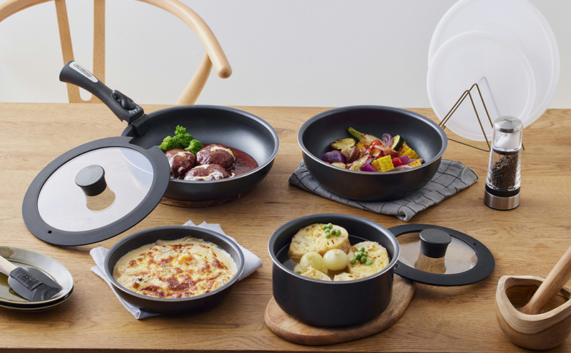 フライパン セット ガス アイリスオーヤマ 鍋 9点セット NTF-SEG9 ブラックメタリック 取っ手が外せるフライパン なべ ガス火 ダイヤモンドコーティング 調理器具 調理用品 家電 新生活