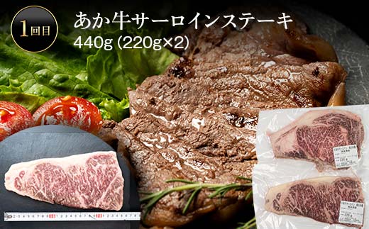 FK7-0248_あか牛堪能定期便 全3回 サーロイン ステーキ ハンバーグ 切り落とし あか牛 肉