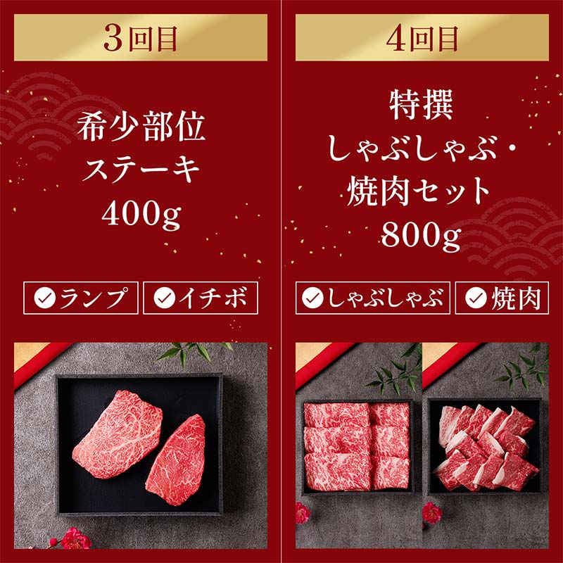 【和牛セレブ】能登牛 定期便「エコノミークラス」全4回 【2026年1月以降発送】牛肉 最高級 定期便 黒毛和牛 能登牛 和牛セレブ F6P-2160