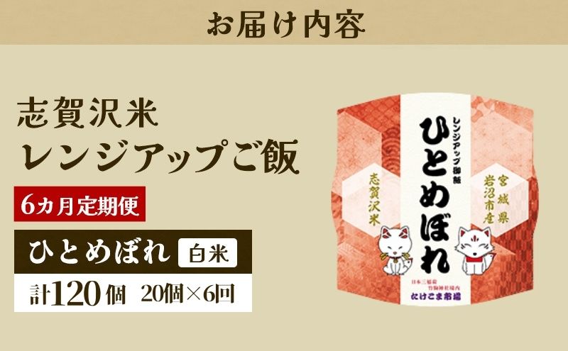 【 令和7年産 】6ヵ月 定期便 ひとめぼれ 志賀沢米 レンジアップごはん 20個 セット お米 米 精米 パックごはん