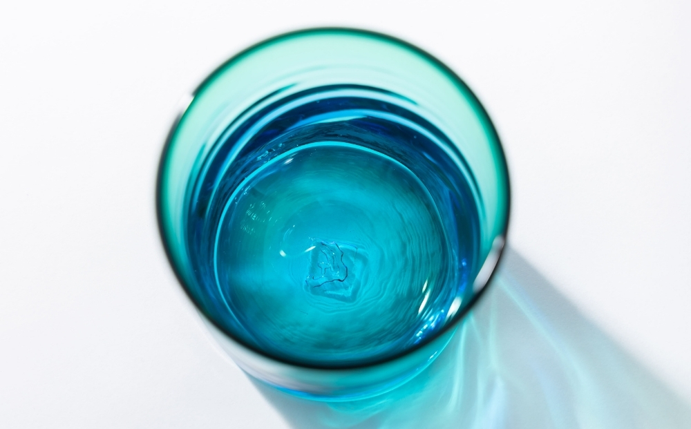 《琉球ガラス匠工房》イラブチャーライン入りモールロックグラス 2個セット