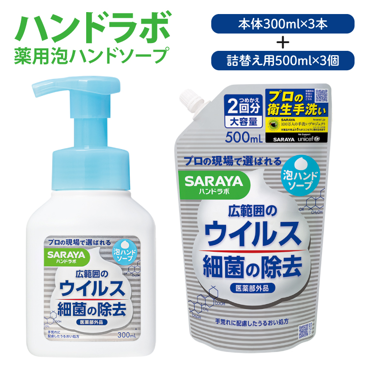 【茨城県北茨城市】ハンドラボ 薬用泡ハンドソープ 詰合せ【医薬部外品】【手洗い 手あらい てあらい 泡 ハンドソープ 石鹸 せっけん 石けん 清潔 洗浄 殺菌 手指消毒 ストック 詰め替え】(CL244-S-H6)
