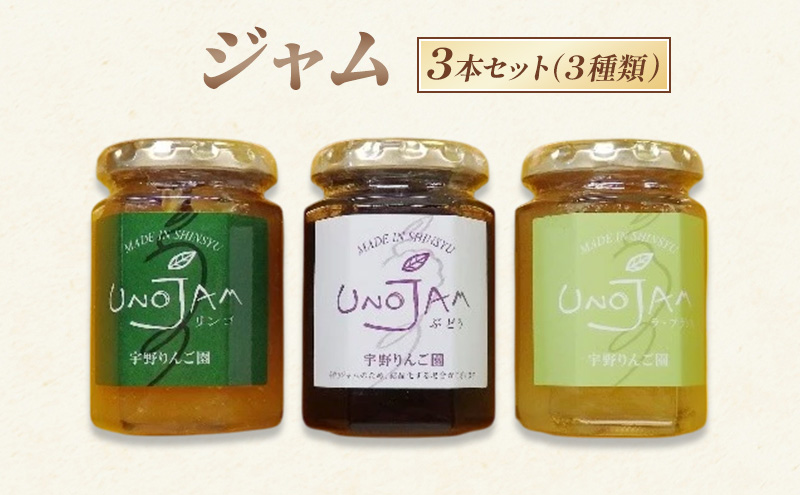 ジャム 3本セット（３種類） りんご ぶどう ラ・フランス 瓶 ギフト 長野 信州 坂城