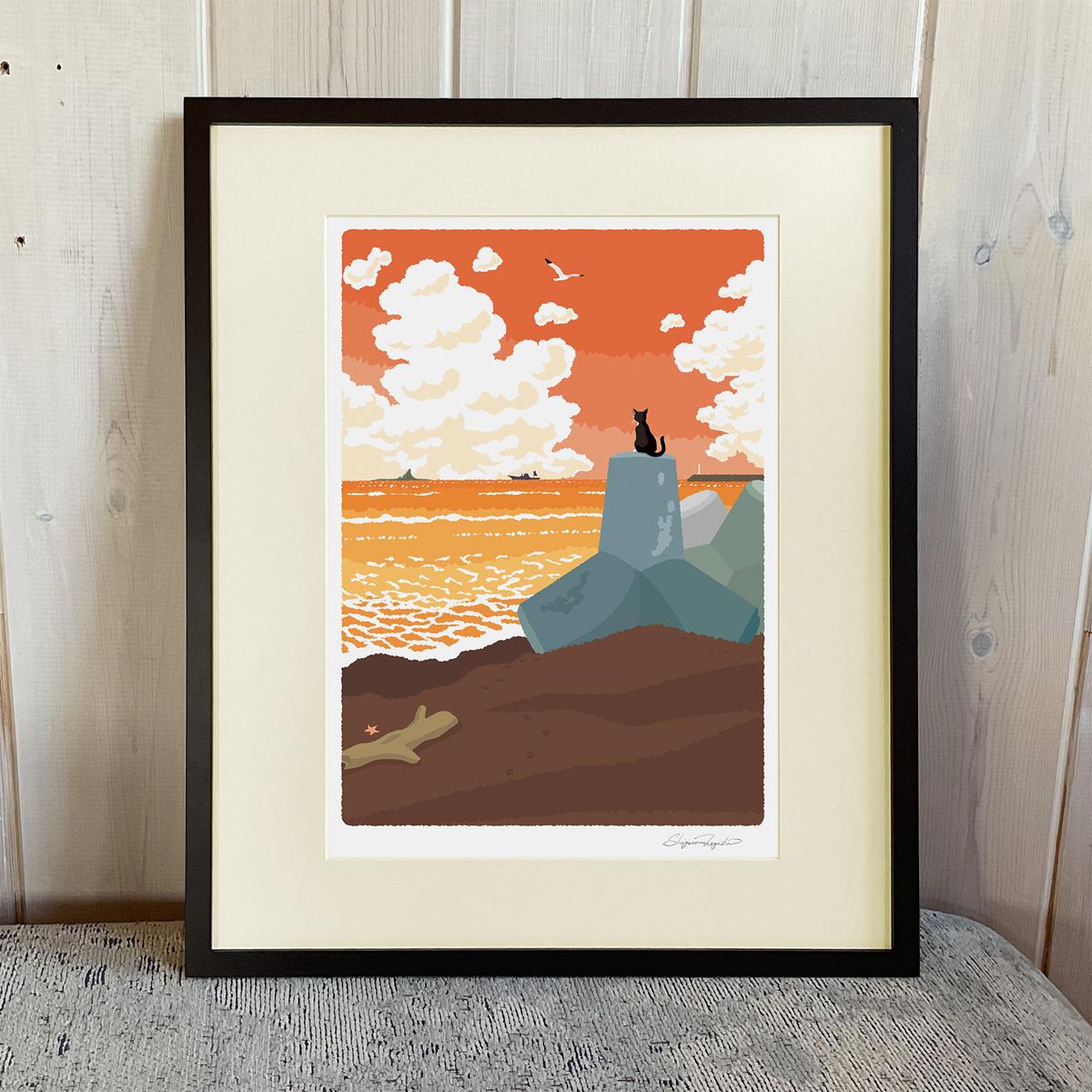 シーグラスアート　夕暮れの街 新発売 新商品 シーグラスアート 夕暮れの街 メルカリ - その他