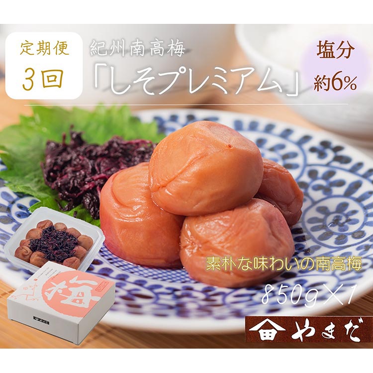 【和歌山県美浜町】【定期便/3か月ごと/全3回】紀州南高梅しそプレミアム塩分約6%(850g)