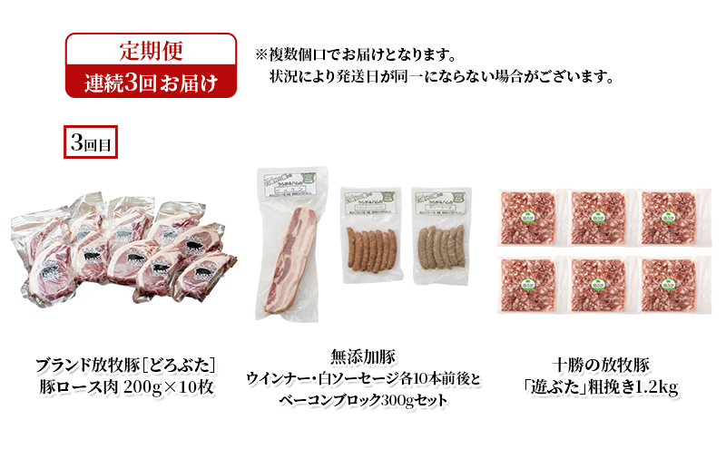 十勝幕別の定期便 牛肉と豚肉 年3回お届け 