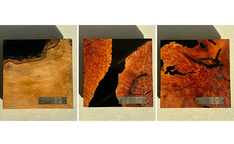 【貝塚伊吹×レジン】レジンボード/植物台/ウッドレジン/台座/パープル ウッドレジン 台座15cm×15cm [インテリア 木材 レジン 樹脂 台座