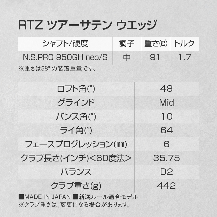 宮崎県都城市のふるさと納税 RTZ ツアーサテン ウエッジ【950GH/neo/48度/Mid/S】《2025年モデル》_DI-C709-48M