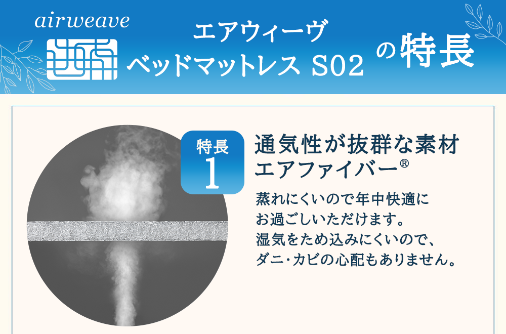 エアウィーヴ ベッドマットレス S02 シングル ベッド サイズ セミダブル ダブル クイーン オールシーズン対応 ぐっすり ホテル 安眠 健康 高反発 腰 肩 熟睡 寝具 寝心地 新生活 洗える 洗濯可 送料無料 体圧分散 大人気 日本製 国産  人気 妊婦 赤ちゃん