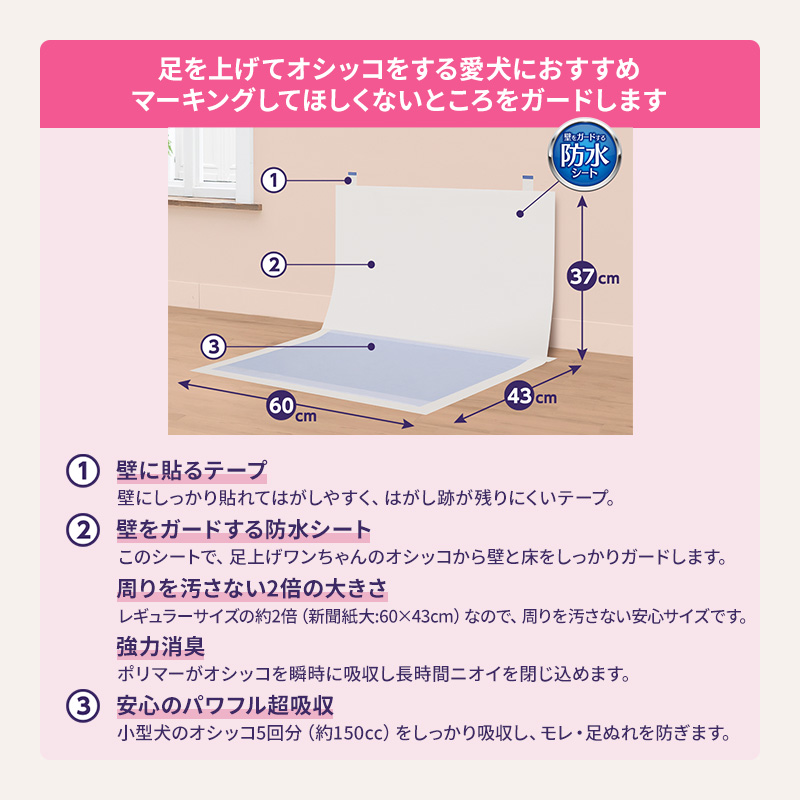 デオシート 足上げ ワンちゃん用 壁貼り ガード 30枚×4 ペットシーツ ペットシート トイレ 犬 犬用トイレ ペット 清潔 ユニ・チャーム 愛犬用 ペット用品