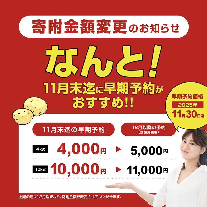 北海道池田町のふるさと納税 北海道産 熟成じゃがいも 北海黄金4kg　期間限定 雪室貯蔵 十勝産 ジャガイモ じゃが芋 いも 甘い