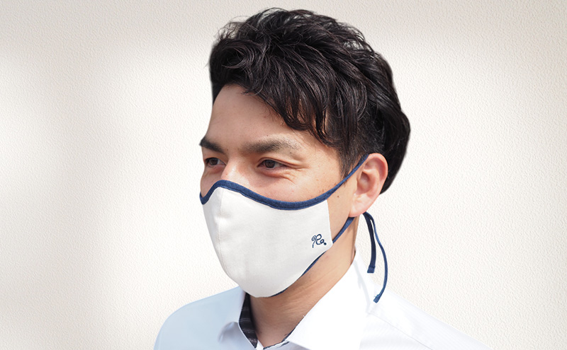 侍マスク＜高機能・安全素材身頃（無蛍光、無晒）＞ Lサイズ2枚 セット (紐は無蛍光 無晒白と先染久留米織の２種類) 肌にやさしい