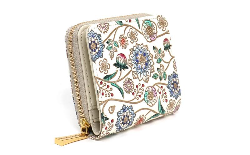 【文庫屋大関】二つ折りファスナーミニ財布 ダリア＜コバルトブルー＞【皮革工芸品】財布 二つ折り 小物 お札 カード 小銭 コンパクト 牛革 手作り 日本製 墨田区 東京都