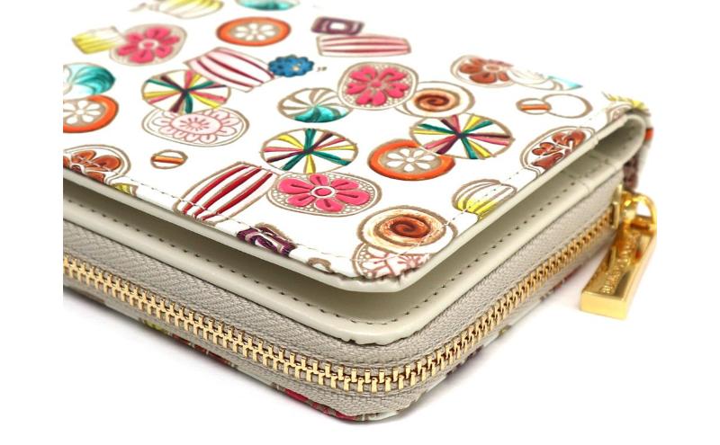 【文庫屋大関】二つ折りファスナーミニ財布 飴【皮革工芸品】財布 二つ折り 小物 お札 カード 小銭 コンパクト 牛革 手作り 日本製 墨田区 東京都