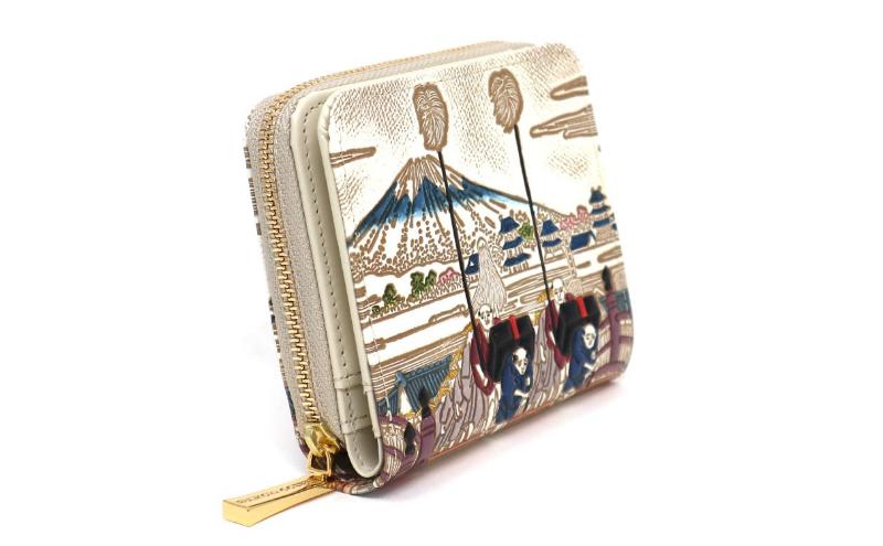 【文庫屋大関】二つ折りファスナーミニ財布 日本橋【皮革工芸品】財布 二つ折り 小物 お札 カード 小銭 コンパクト 牛革 手作り 日本製 墨田区 東京都