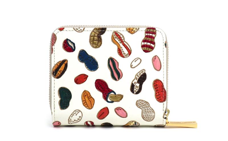 【文庫屋大関】二つ折りファスナーミニ財布 ピーナッツ【皮革工芸品】財布 二つ折り 小物 お札 カード 小銭 コンパクト 牛革 手作り 日本製 墨田区 東京都