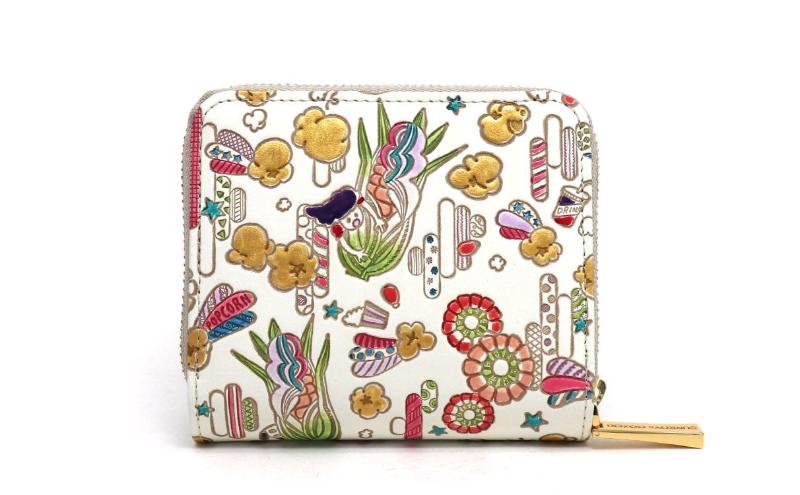 【文庫屋大関】二つ折りファスナーミニ財布 弾けるもろこしガール【皮革工芸品】財布 二つ折り 小物 お札 カード 小銭 コンパクト 牛革 手作り 日本製 墨田区 東京都