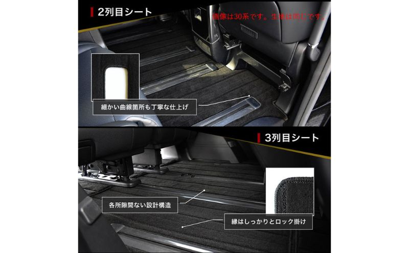 7人乗り 8人乗り 新型 2023 40系 45系 アルファード ヴェルファイア専用フロアマット フロアマット1台分+ラゲッジマット+エントランスマット 選択 (ビス留め / マジックテープ留め)