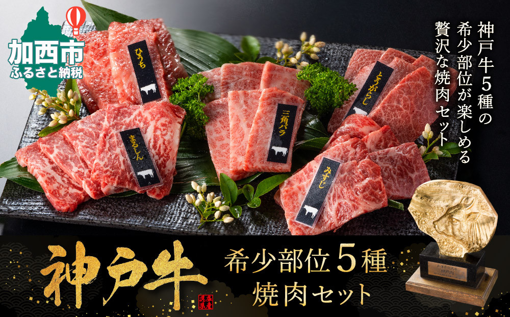 神戸牛 希少部位 焼肉セット 5種 計800g ミスジ ヒウチ 三角バラ トウガラシ マルシン