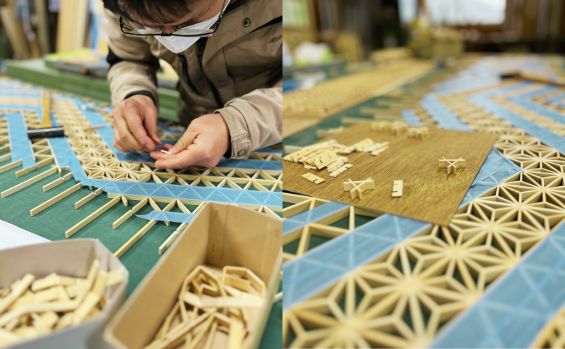組子行灯ー麻の葉ー 工芸品 アート 和風 置物 壁掛け 壁飾り