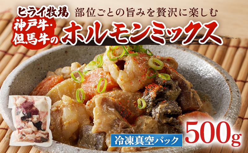 【神戸牛・但馬牛】ホルモンミックス 500g 小腸 大腸 ミノ ハチノス センマイ アカセン 年内配送 within2025