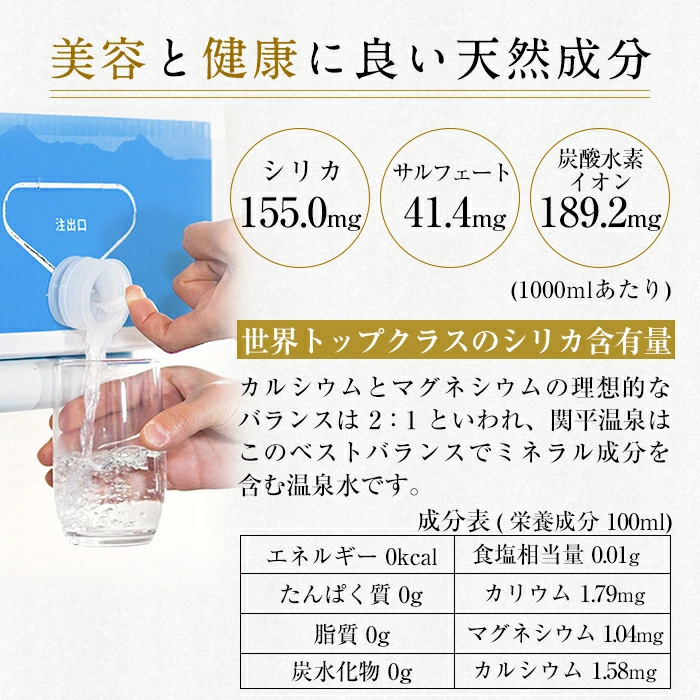 鹿児島県霧島市のふるさと納税 K-493 ＜定期便・全6回＞関平鉱泉水10L×2箱ずつお届け(計12箱)【関平鉱泉所】 霧島市 シリカ シリカ水 水 シリカミネラルウォーター