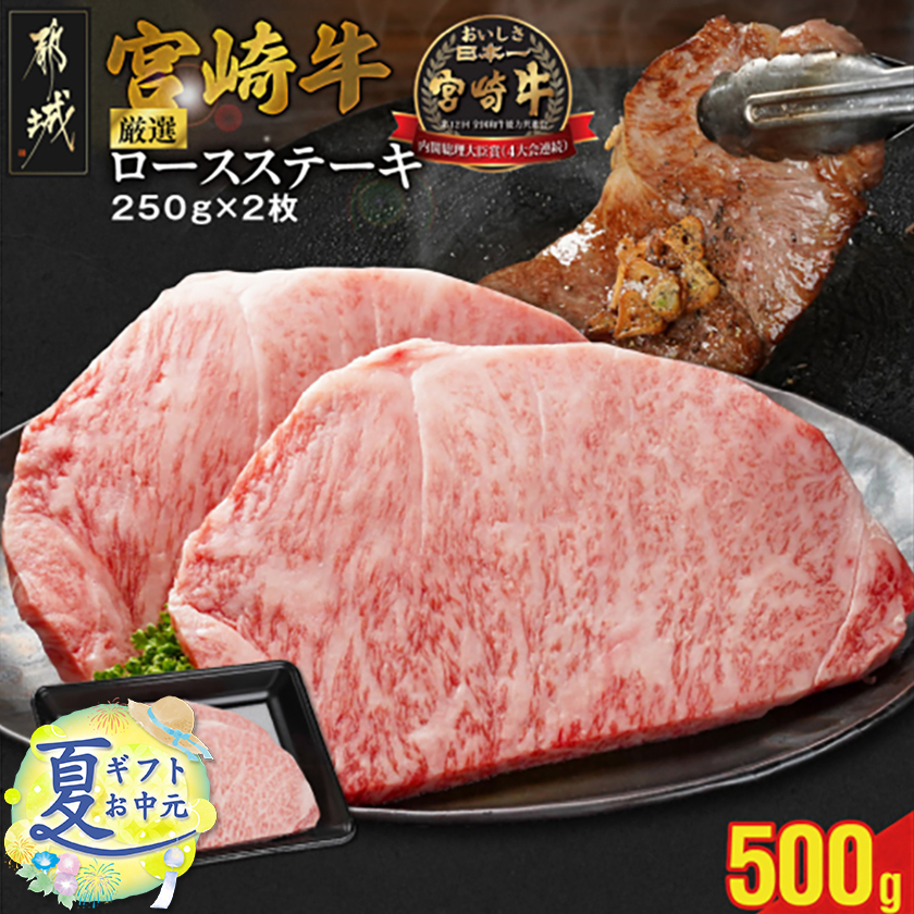 [お中元]宮崎牛ロースステーキ2枚 計500g_16-N203-SG