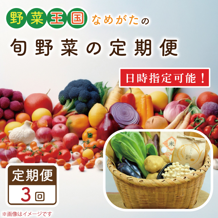【3ヶ月定期便】野菜王国なめがたの旬野菜便(米 5kg入り)｜野菜 やさい 米 お米 旬 野菜セット セット 茨城県 行方市(CU-136)