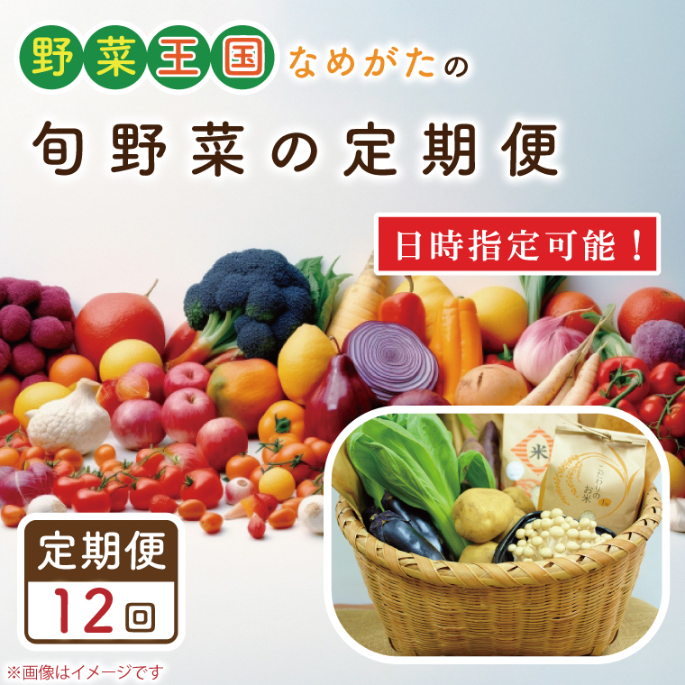 【12ヶ月定期便】野菜王国なめがたの旬野菜便(米 5kg入り)｜野菜 やさい 米 お米 旬 野菜セット セット 茨城県 行方市(CU-138)
