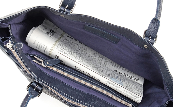 牛革 トートバック 紺｜北海道 滝川市 カバン 鞄 バック バッグ トート B4 B4ファイル 革 革製品 牛革