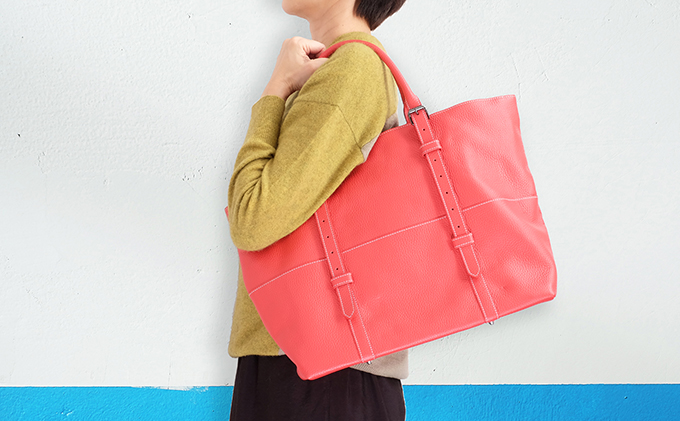 牛革　トートバック　赤