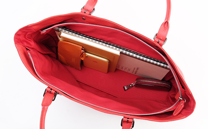 牛革　トートバック　赤