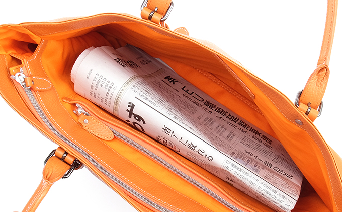 牛革　トートバック　オレンジ