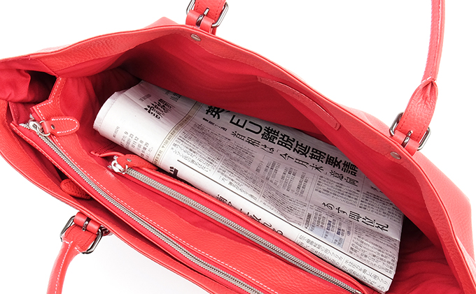 牛革　トートバック　赤