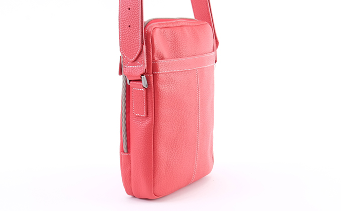 牛革　ショルダーバック縦型　赤