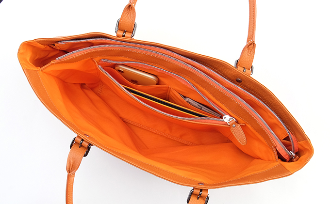 牛革　トートバック　オレンジ