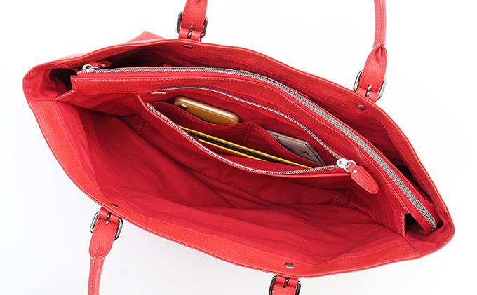 牛革　トートバック　赤