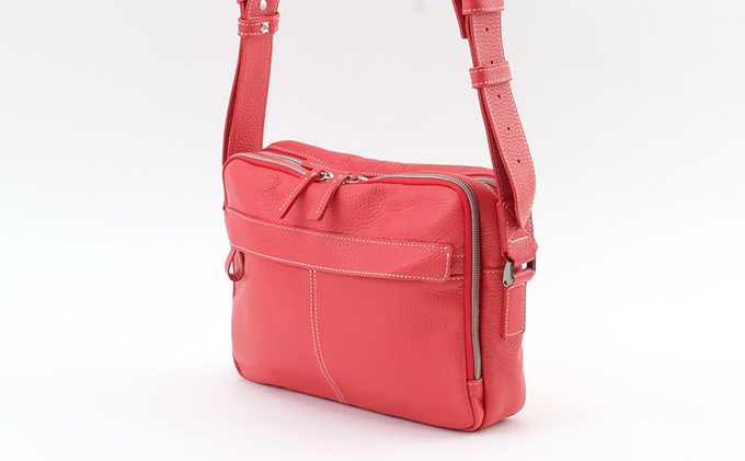牛革　ショルダーバック横型　赤