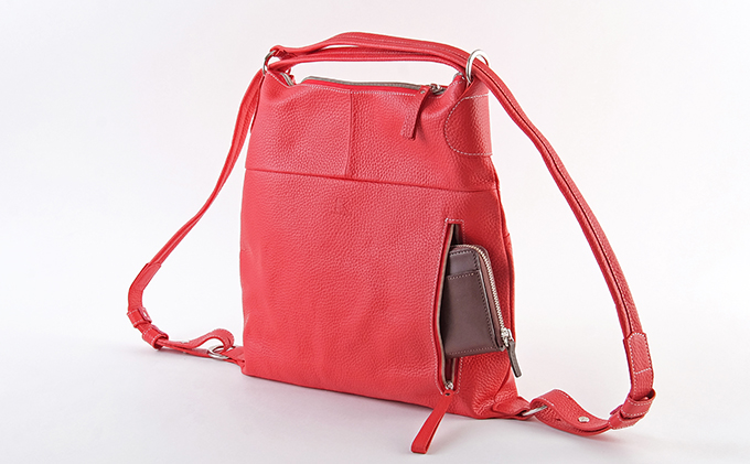 牛革　２WAYリュック　赤