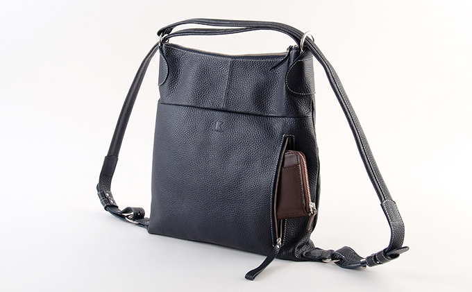 牛革　２WAYリュック　紺