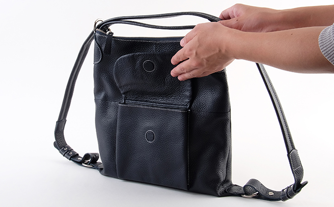 牛革　２WAYリュック　紺