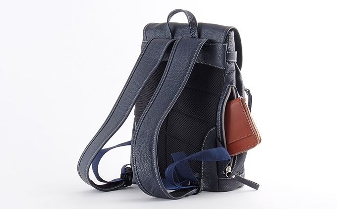 牛革　レディースリュック　紺