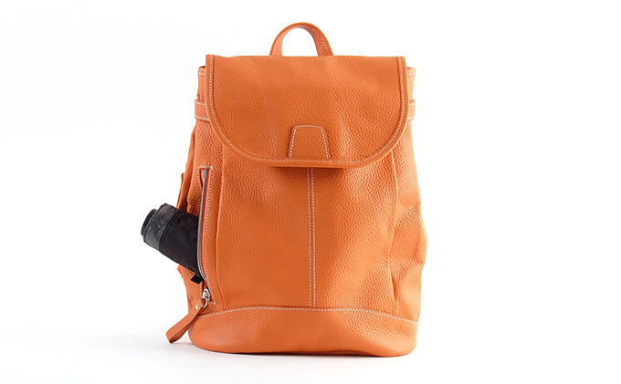 牛革　レディースリュック　オレンジ
