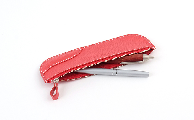 牛革 ペンケース 赤｜北海道 滝川市 革 革製品 筆記用具入れ ペン ケース 筆入れ