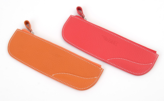 牛革 ペンケース 赤｜北海道 滝川市 革 革製品 筆記用具入れ ペン ケース 筆入れ