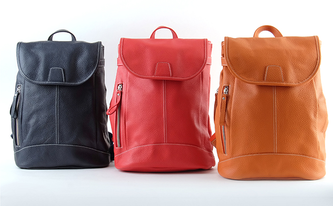 牛革　レディースリュック　紺