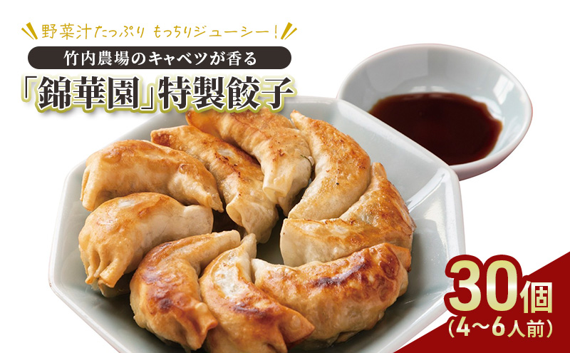 ボリューム満点 手作り冷凍餃子 30個（4～6人前）(15個×2袋)［錦華園］【 野菜 キャベツ たっぷり 厚い 手包み 手作り もちもち モチモチ 汁 町中華 中華 北海道 十勝 幕別 】